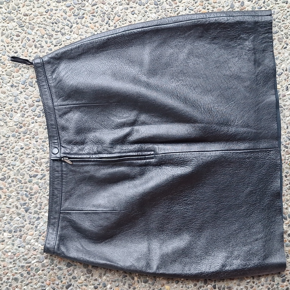 Vintage Pelle Studio x Wilsons Leather Black Leather Mini Skirt 10 Dark Academia - Picture 7 of 9